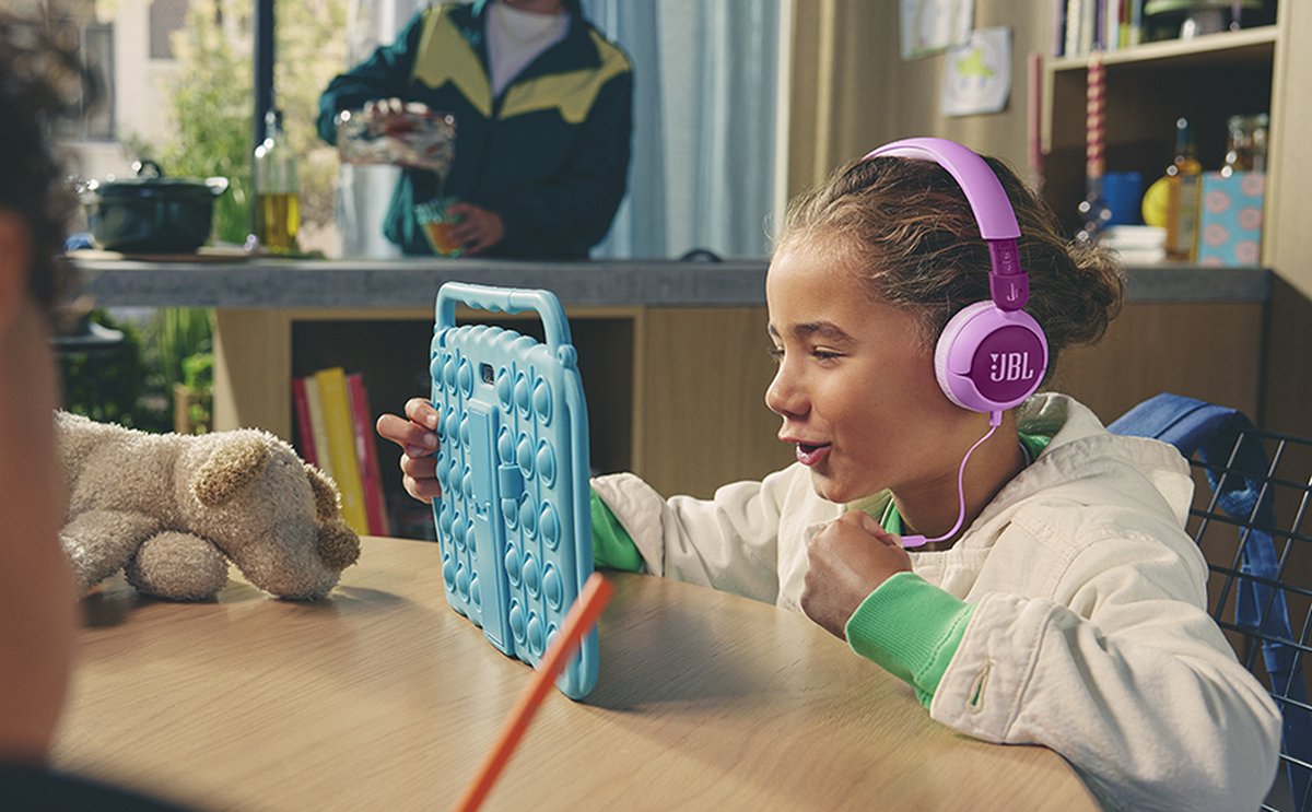 JBL JR 320 - Kinderkoptelefoon - Bedrade Koptelefoon Kind - 85 dB Veilig Volume - On-ear - Met Microfoon - 3.5 mm Jack - Voor School & Tablet - Blauw — afbeelding 4