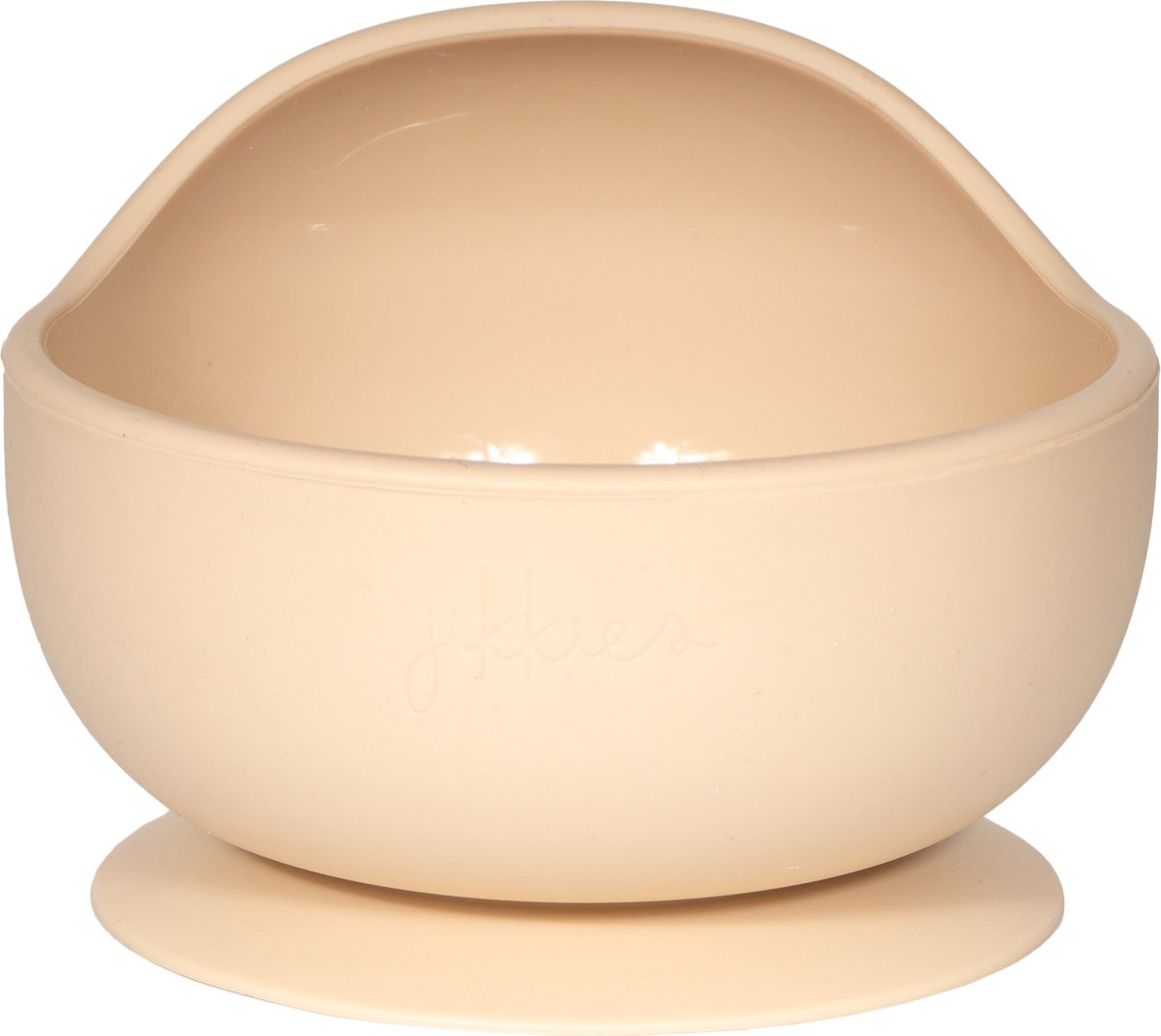 Jikkies Siliconen Kom - Schaaltje - Bakje - Anti Slip - Kommetje - Met Zuignap - Beige - 100% Siliconen - Vaatwasserbestendig - Magnetron & Ovenbestendig - De Veilige en Praktische Kom voor Baby’s en Peuters