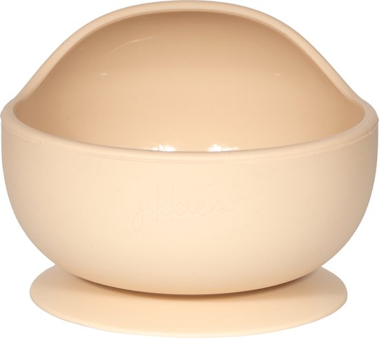 Jikkies® - Kom en Siliconen - Bol - Plateau - Antidérapant - Bol - Avec Ventouse - Beige - 100% Siliconen - Passe au Lave-Vaisselle - Passe au Micro-Ondes & au Four - Le Kom Sûr et Pratique pour Bébés et Tout-Petits