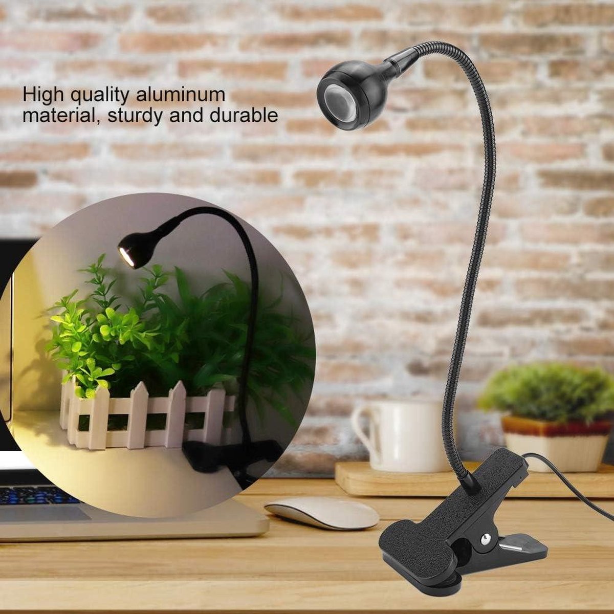 Leeslampje Clip on USB 2 kleurenmodi LED 360 ° flexibele zwanenhals boeklicht-oogbescherming-Verstelbare opvouwbare draagbare tafellamp voor slaapkamer studeerkamer kantoor make-up-Zwart Warm — cadeau in Gadgets - foto 2