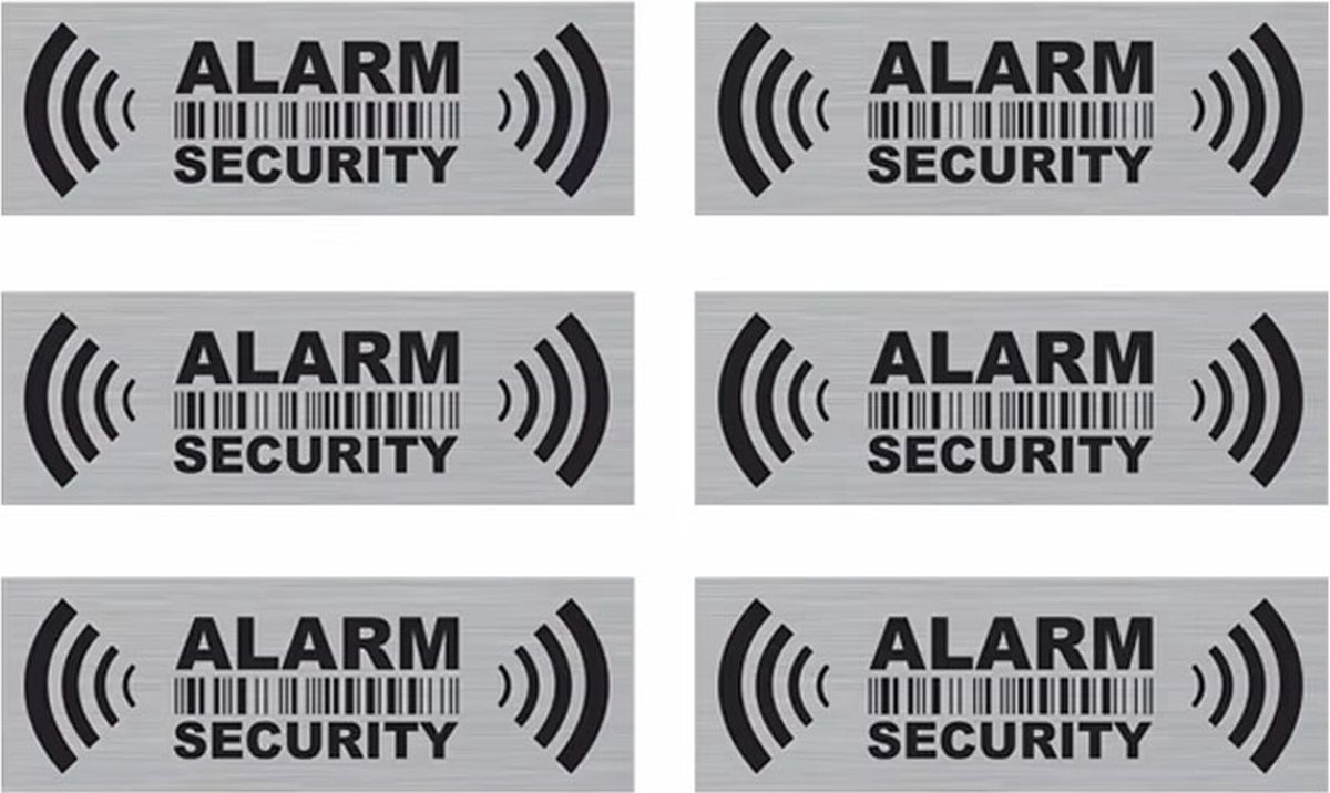 6 x Alarm SECURITY Sticker - Beveiliging - Auto - Woning - Bedrijf