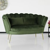 Bol.com Zitbank Belle 2 zits donkergroen 140cm stof bankstel incl. 2 kussens bank zetel aanbieding