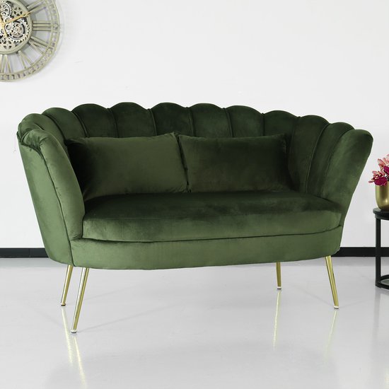 Canapé Belle Canapé 2 places en tissu vert foncé 140cm avec canapé 2 coussins