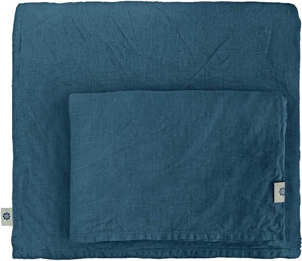 JGS® - Luxe Dekbedovertrekset Alicia 100% Gewassen Linnen 200x200 cm Petroleumblauw -