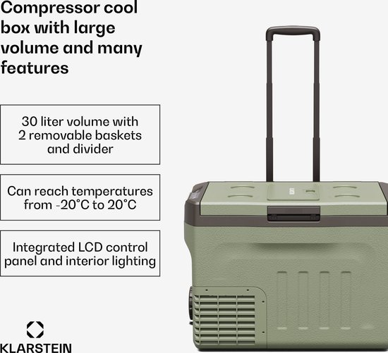 Klarstein PolarForce Compressor Koelbox - 30 Liter - Bereik: -20°C tot 20°C - Groen van Merkloos — afbeelding 3