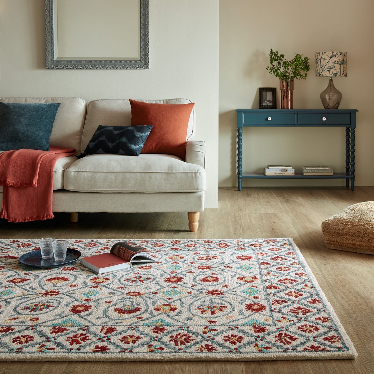 flycarpets Laagpolig vloerkleed Iris Traditional - Klassiek - Oosters - Rood / Blauw 160 x 230 cm