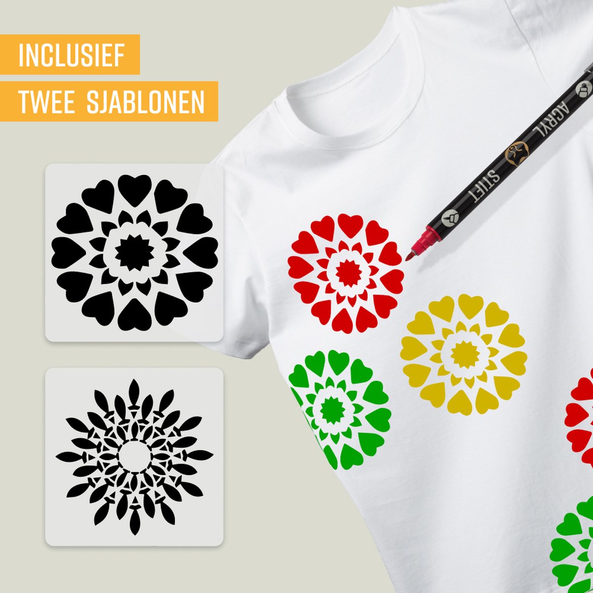 Napi Acrylstiften 24st - Brush en Fine Tip Twinmarkers - Verfstiften Happy Stones - Stenen Schilderen met Acryl Verf Marker Stiften - Volwassenen en Kinderen - Incl. 2 Mandala Sjablonen — afbeelding 5