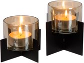 Atmooz - Theelichthouder Mattia - Set van 2 - Elegant Glaswerk - Ø 9 cm - Stijlvolle Tafeldecoratie voor Theelichten
