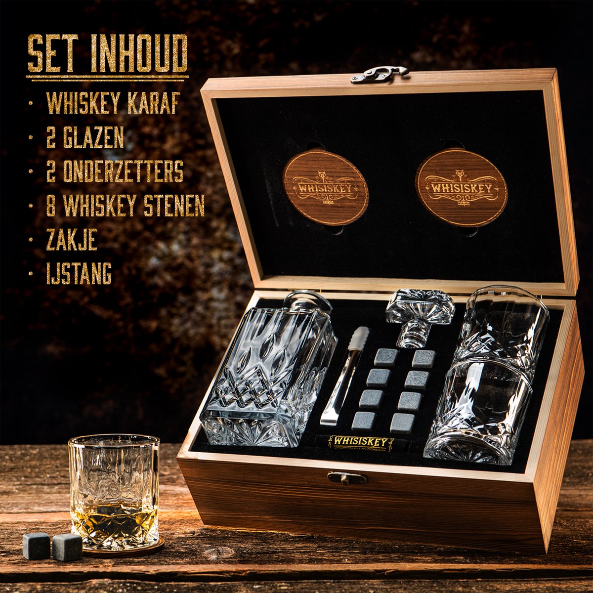 Glazen whiskey karaf 900 ml met 4 glazen - Servies kopen? | Korting tot 40 Glazen whiskey karaf 900 ml met 4 glazen - Servies kopen? | Korting tot 40