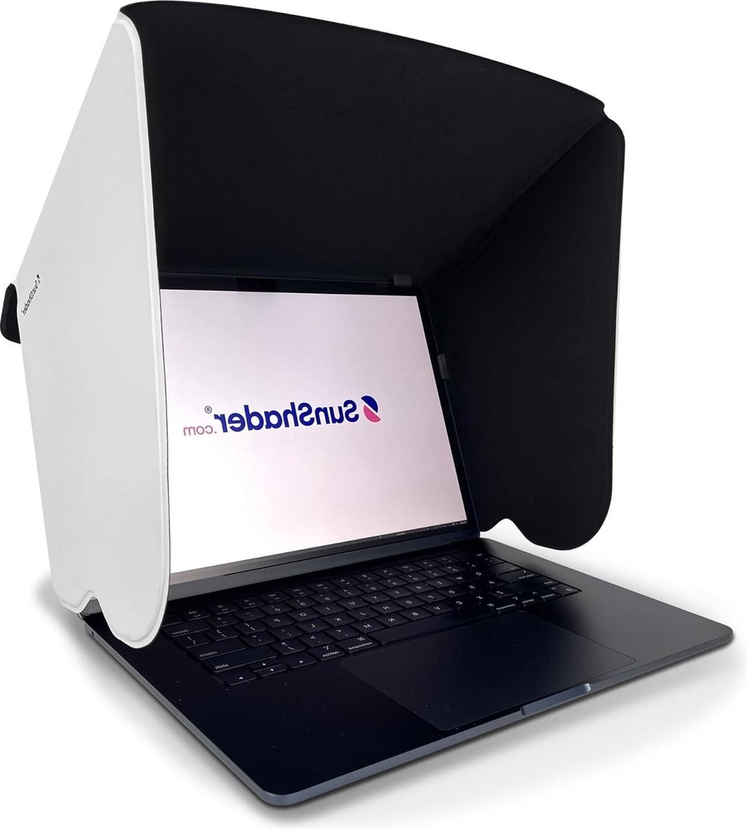 Zonwering SunShader v4 - Flexibele rubberen clips - Laptopkap voor buiten werken - Amerikaans patent 10963010 - Medium gebroken wit
