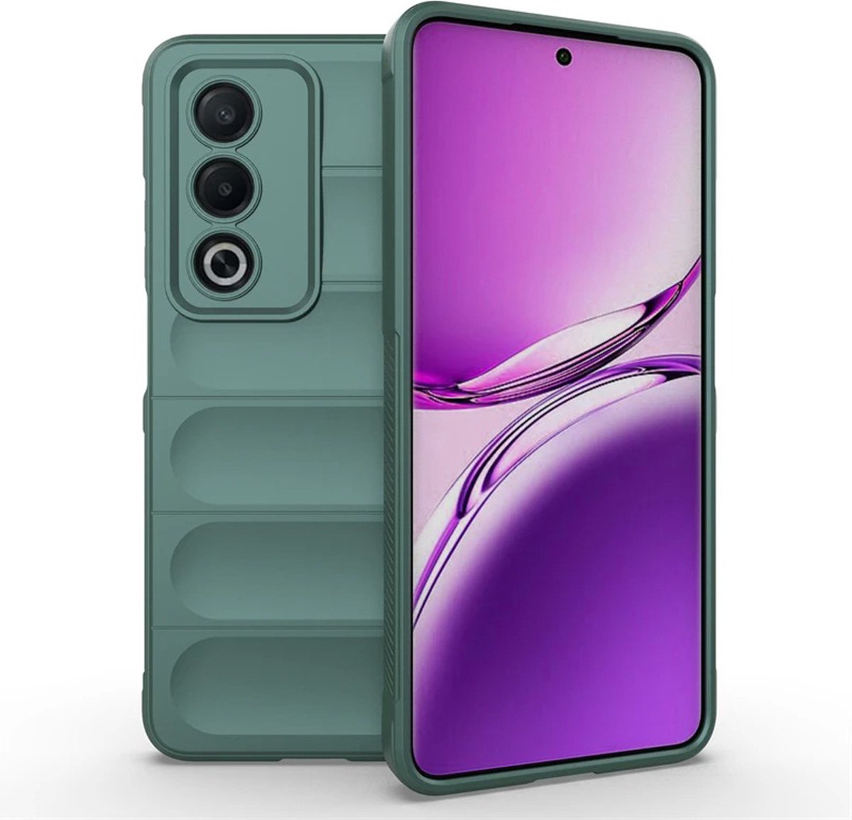 MobyDefend Hoesje - Geschikt voor Oppo A80 5G - TPU Gripcase - Groen