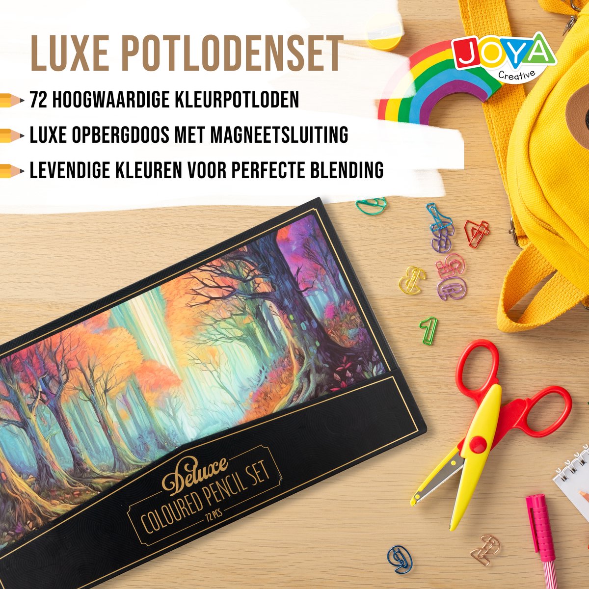 Professionele Kleurpotloden Set - 72 Stuks - Tekenset voor Volwassenen en Kinderen - in Luxe Opbergdoos met magneetsluiting - Joya Creative — afbeelding 4