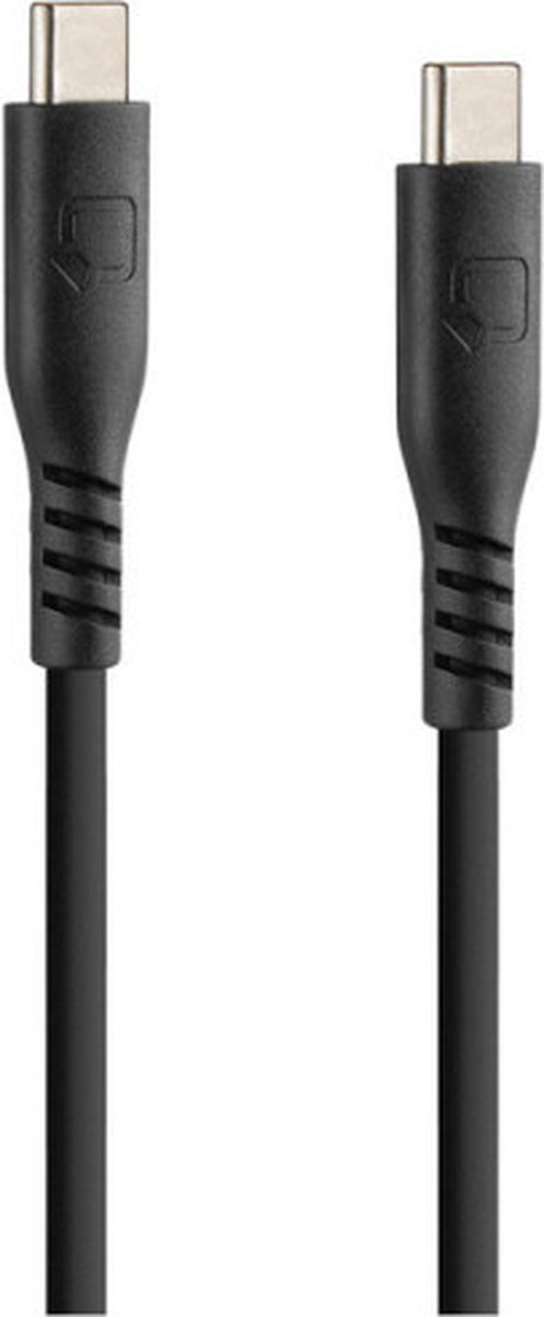 Optiline Siliconen Laad- en Synchronisatiekabel USB-C naar USB-C 20cm – Verstevigde Hals – Zwart