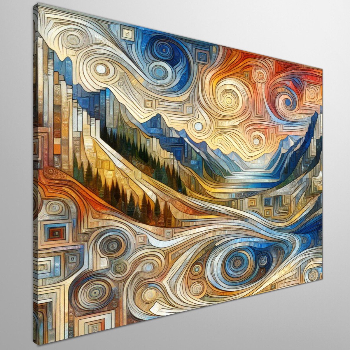 Olieverf relief schilderij | Diepte en textuur in levendige kleuren: een modern meesterwerk | Kunst - 60x60 centimeter op Canvas | Foto op Canvas