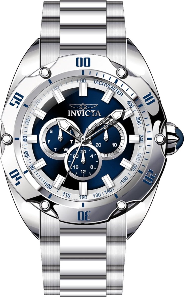 Invicta Venom 45730 Heren Horloge - Waterdicht - Analoog - Quartz Uurwerk - Roestvrij Staal met blauwe Wijzerplaat -50mm