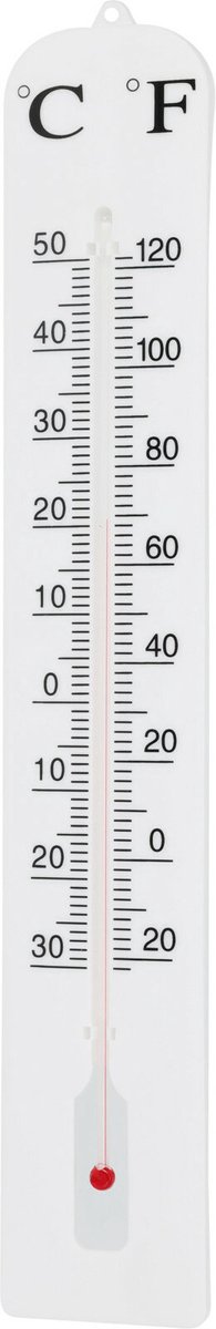 Pro Garden Binnen/buiten thermometer XXL- Wit - kunststof - 45 x 10 cm - binnen/buiten