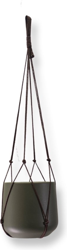 Plantenhanger Zonder Kwast - Kies Kleur en Lengte - Bruin - 80 cm lang - Katoenkoord - Geschikt voor Pot met Diameter t/m 20 cm - Handgemaakt in ons Macramé Atelier - Prijs per Stuk - Let op: Exclusief Pot - Inclusief Verzendkosten