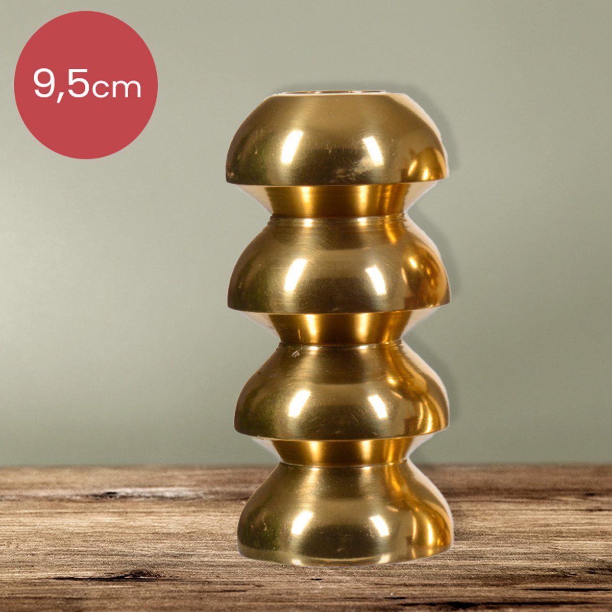 Gouden aluminium ribbel kandelaar voor 1 kaars - 9,5 cm - kerstdecoratie - kerst - luxe theelichthouder - voor kaarsjes