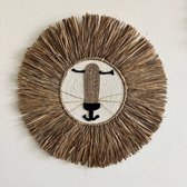Rieten Wanddecoratie Tropisch Ø40cm - Jungle dieren Muurdecoratie - Wandbord - Wanddecoratie Rond - Kinderkamer