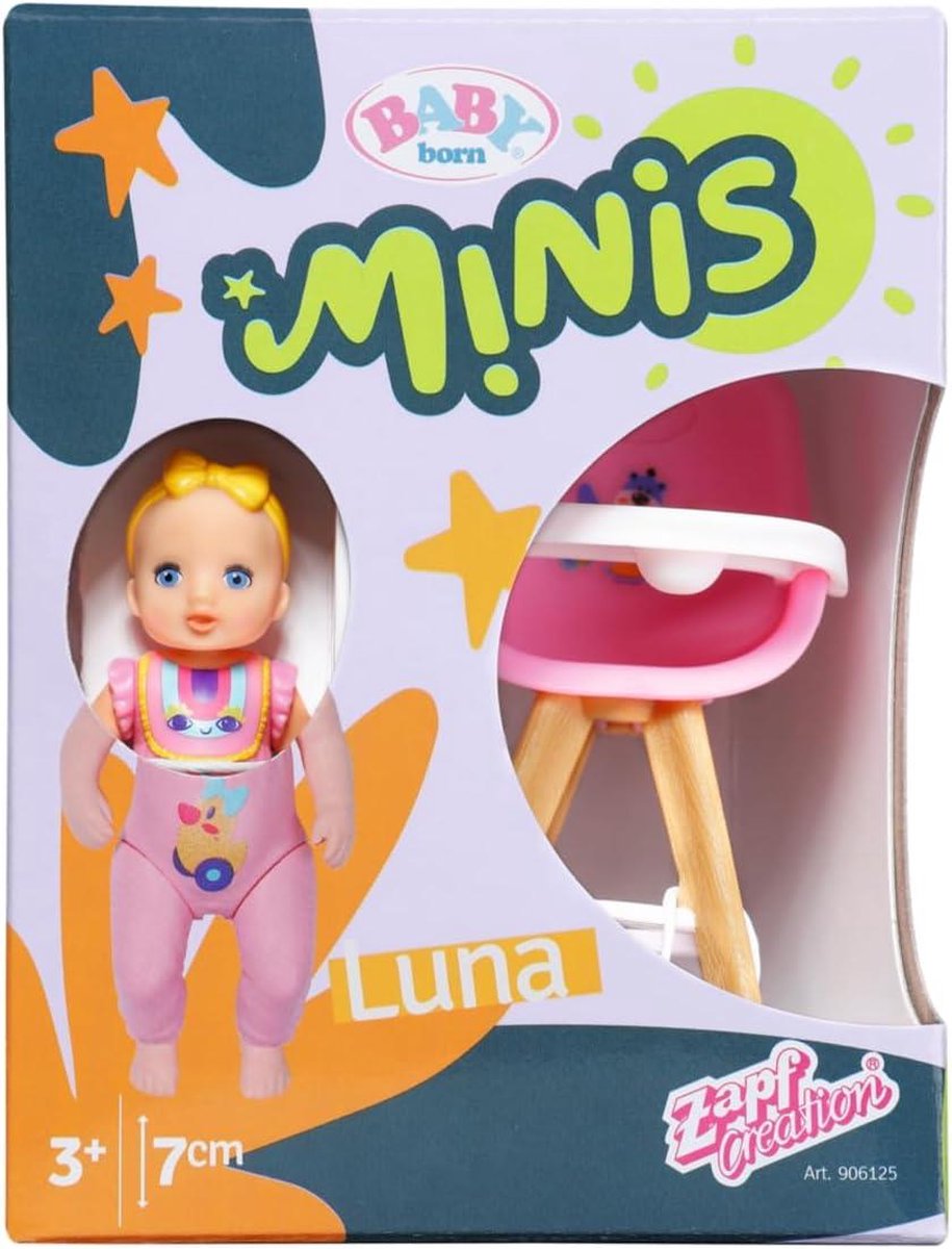 thumbnail: BABY Born Minis Speelset - Luna Pop Met Kinderstoel | 6,5 Cm, Beweegbaar, Accessoires Included