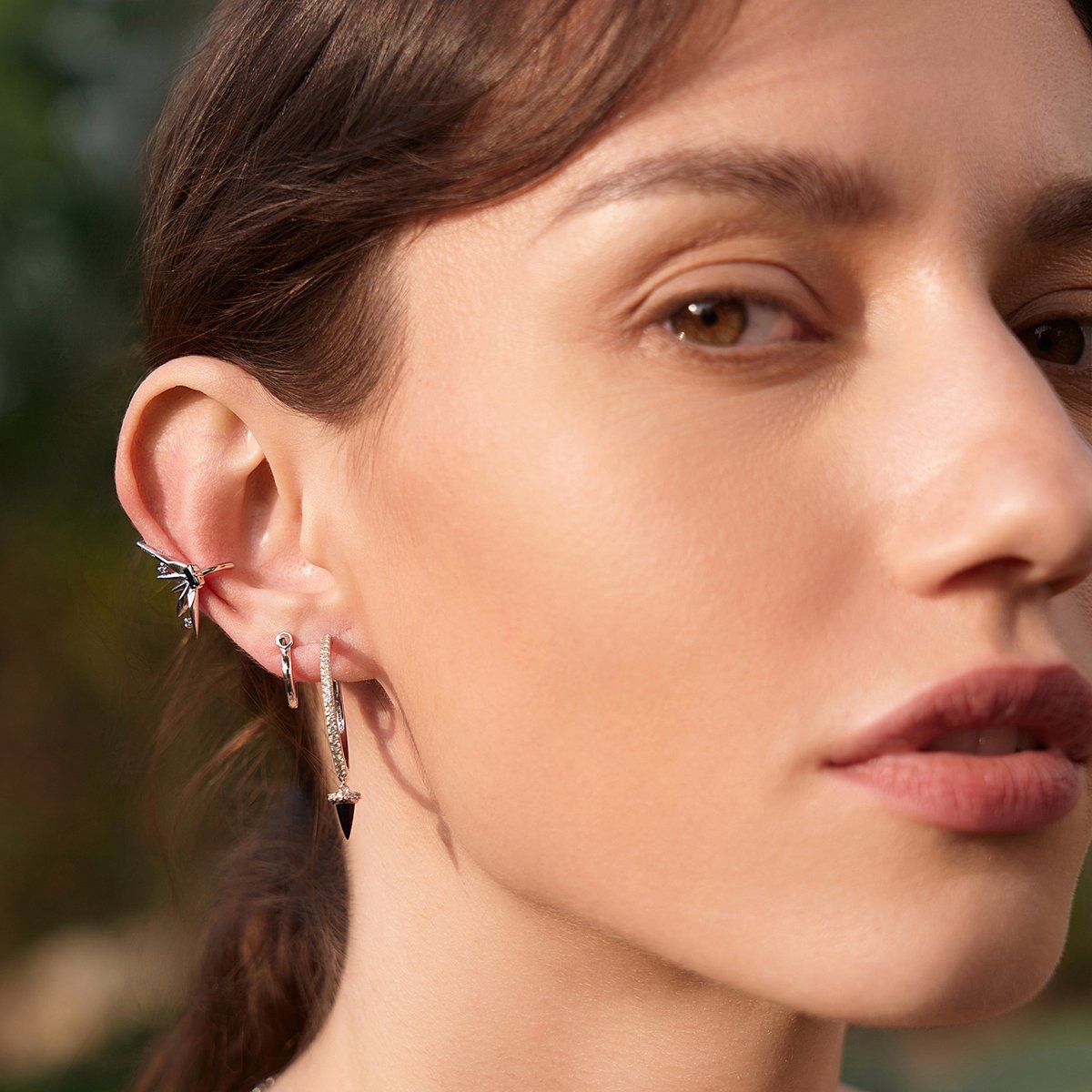 Ania Haie AH E053-09H Polished Punk Dames Oorbellen - Oorringen - Sieraad - Zilver - 925 Zilver - 18 mm breed - 23 mm lang