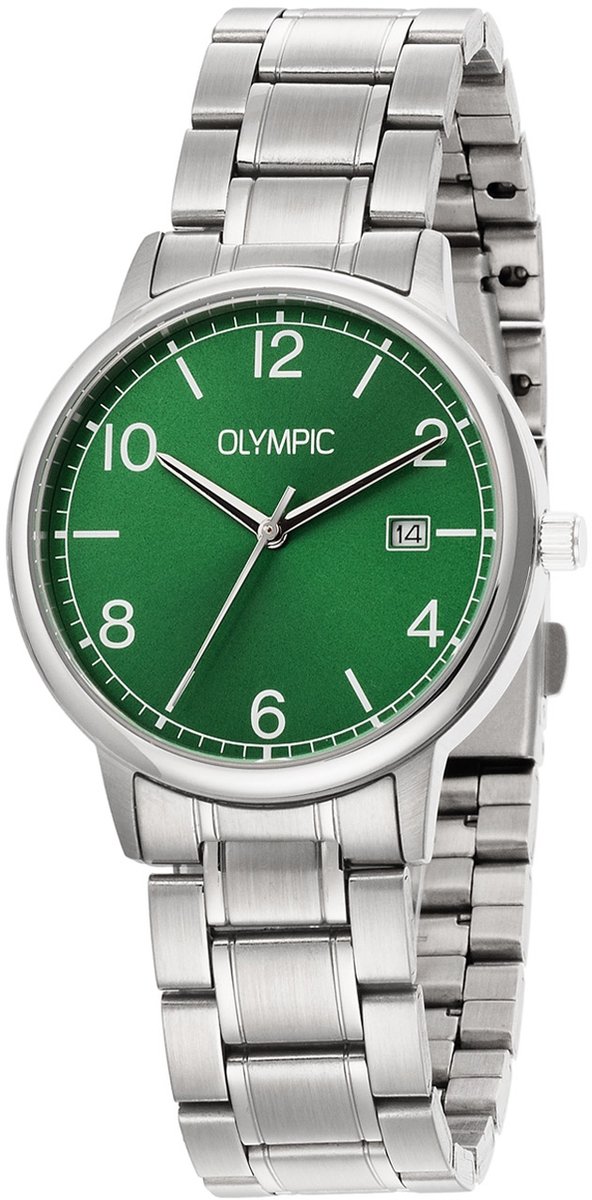 Olympic OL80HSS003 Henri Heren Horloge - Mineraalglas - Staal - Zilverkleurig - 37 mm breed - Quartz - Vouw-Vlindersluiting - 5 ATM (douchen)