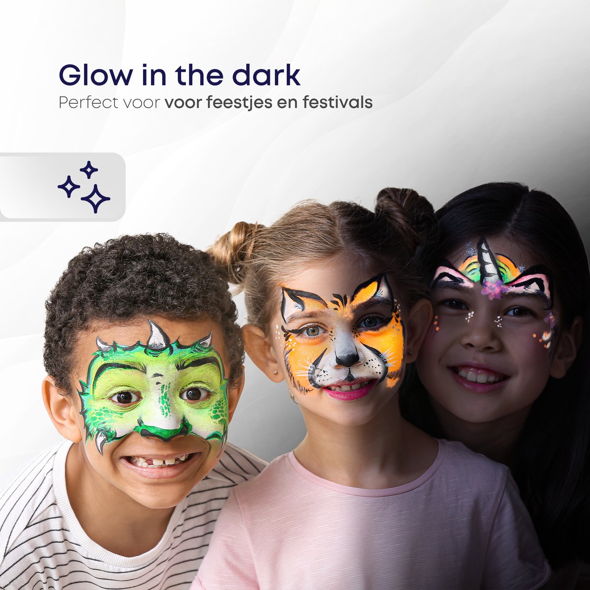 TrenDingz® Schminkstiften - Schmink Set Krijtjes - 12 Stuks Kleuren - Fluoriserend - Glow-In-The-Dark — afbeelding 5