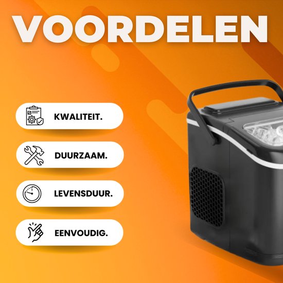 Ijsblokjesmachine - Ijsblokmakker - Ijsmachine - 2,0 Liter - 9 Blokjes in 6 Minuten - Zelfreinigende Elektrische Ijsmachine - Zwart van Merkloos — afbeelding 3