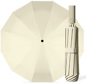 Bol.com Kaaiman® Stormparaplu Opvouwbaar - Off-White - 12 Panelen - Windproof - UV bescherming - Creme - Beige - Paraplu - 1 Kno... aanbieding