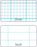 Twee kaarten met een blauw raster: 'front' met grovere lijnen en 'back' met dunnere lijnen.