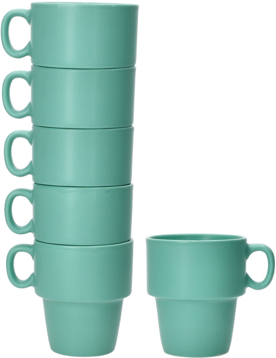 Set van 6 koffiemokken Stata Mint porselein - 11801