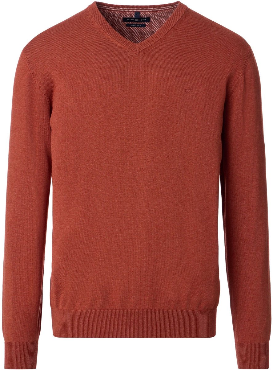 CASAMODA Pullover V-Hals Red Brick - Maat 3XL - Heren - Pullovers