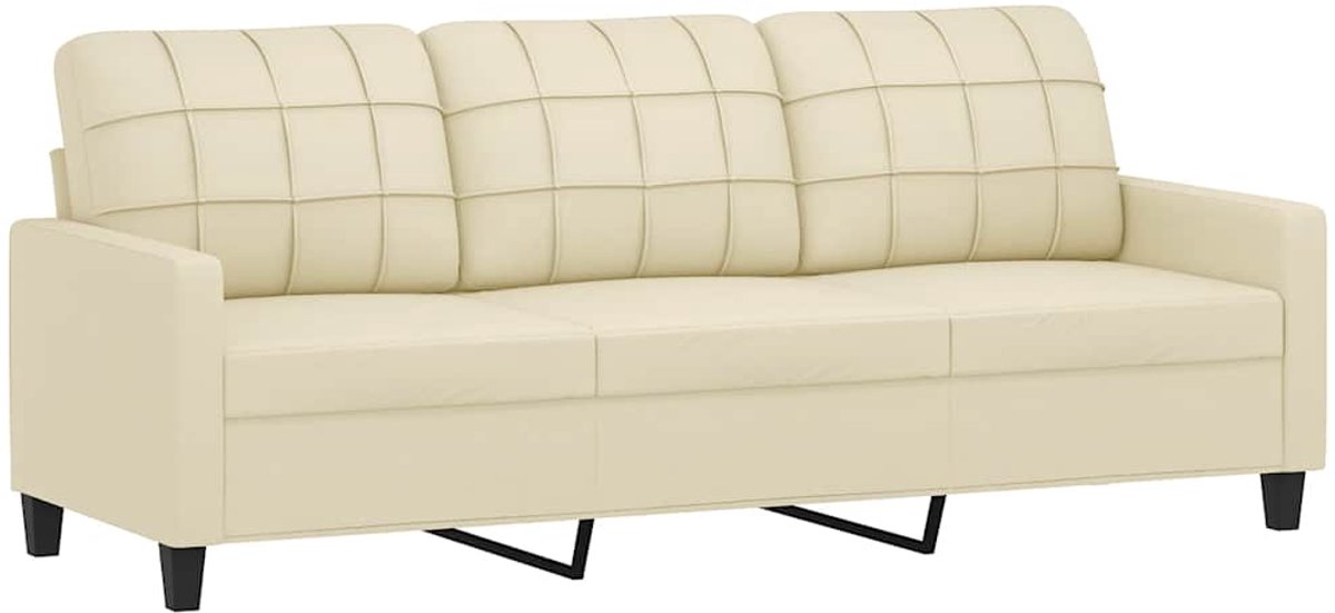 Canapé 3 Places VidaXL En Similicuir Gris - 180cm - Confortable Et Facile à Nettoyer - Design Moderne