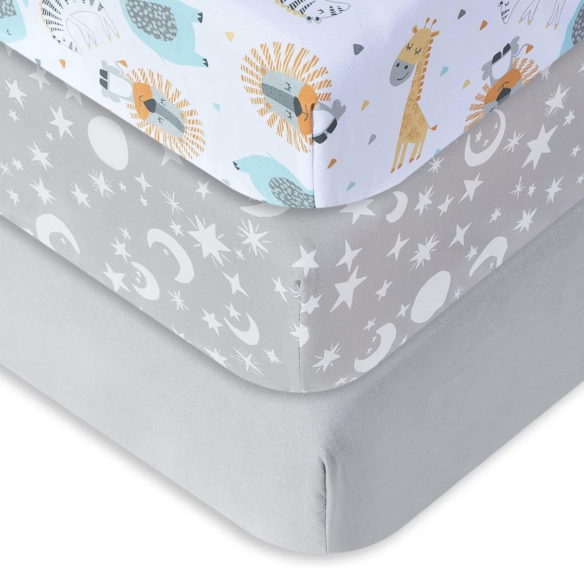 Image of Ademende Hoeslakens voor Kinderbedden - Set van 3, Oeko-Tex Gecontroleerd, 70 x 140 cm, Ideaal voor Baby's