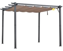 Pergola - 3 x 3 m - Prieel - Paviljoen - Terras - Weerbestendig - Metalen Frame - Met zonwering - Bruin