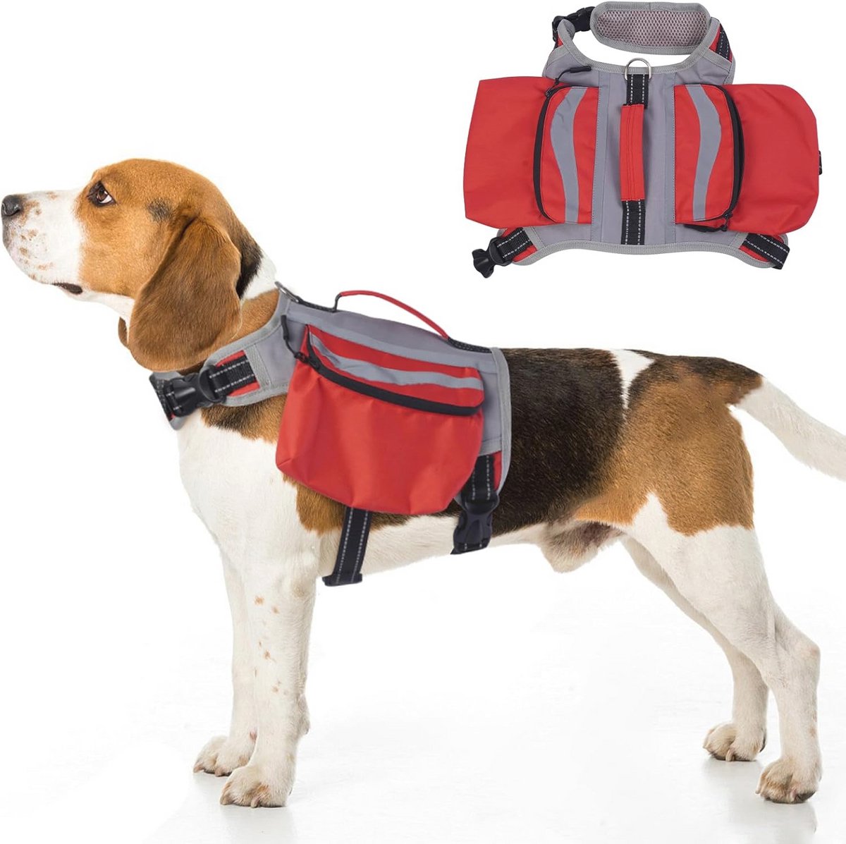 Hondenrugzak met Verstelbare Riem en Zijvak - Comfortabele Wandeling voor Honden