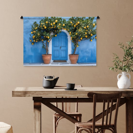 Tapisserie murale 90x60 cm - Citronniers - Jaune - Porte - Pots - Tapisserie - Tapisseries