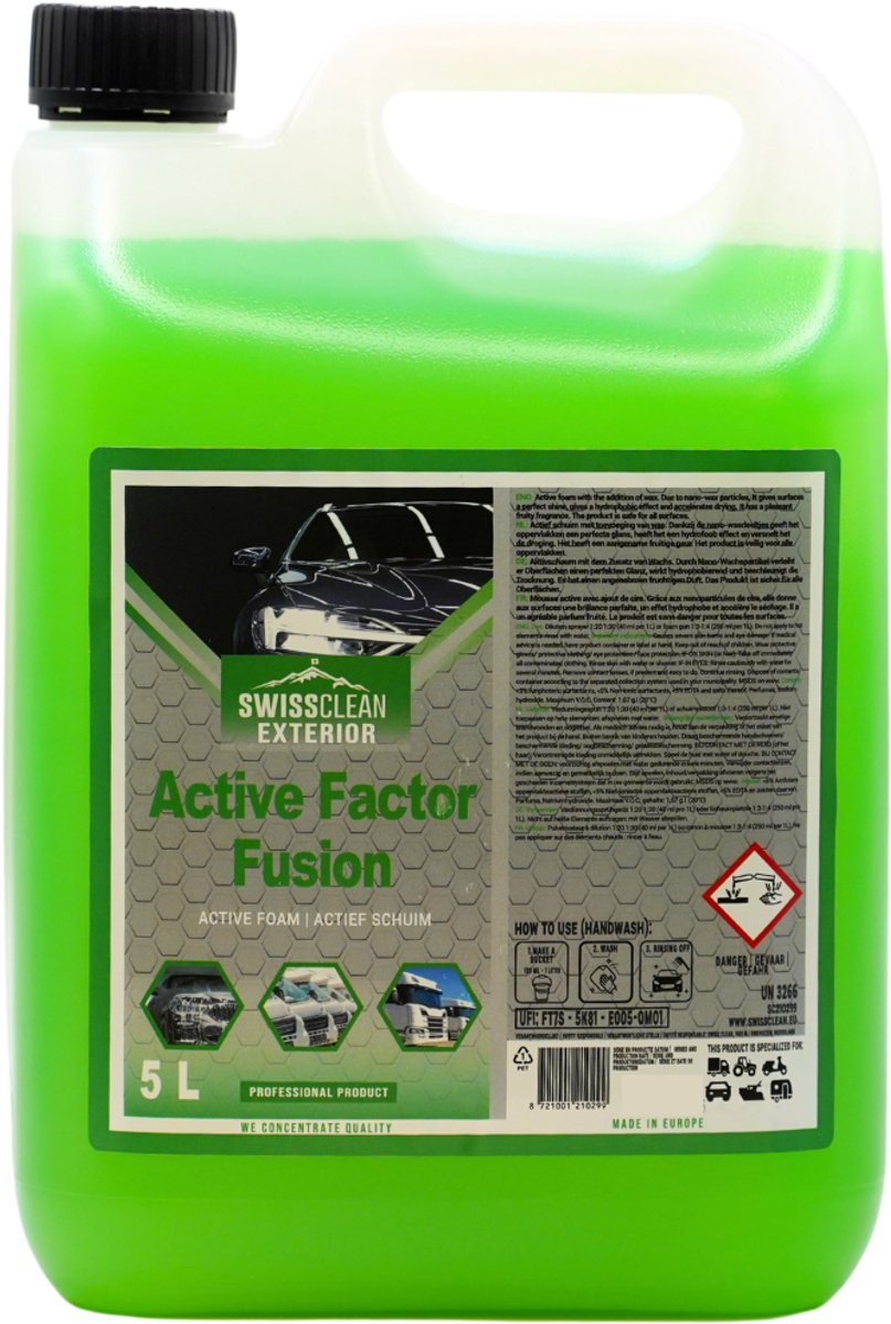 Swiss Clean | Active Factor Fusion | XXL Verpakking | 5 Liter | Professionele autoreiniger | Actieve schoonmaak formule concentraat | Exterior clean | Auto wassen | Reiniger auto | Cleaner | Auto wassen | Autowas | Car cleaning