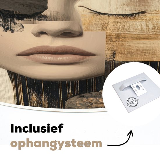 WallCircle® Cercle mural 60x60 cm - Cercle mural Visage - Fleurs - Zwart - Femme - Décoration murale salon - Décoration murale chambre - Accessoires de décoration de chambre - Tableaux ronds