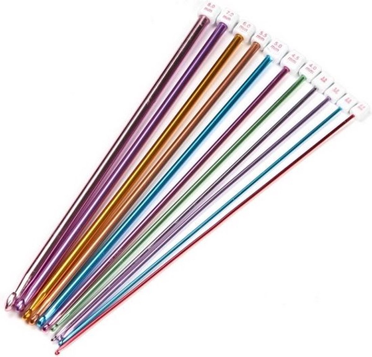 Knaak Tunisch Haaknaalden Set - 11 stuks - Aluminium Naalden - Haken - Breien - 27 cm lang
