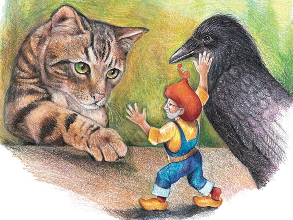 Kabouter Winslow en de poes - Canvas - 30 x 40 cm Multicolor
