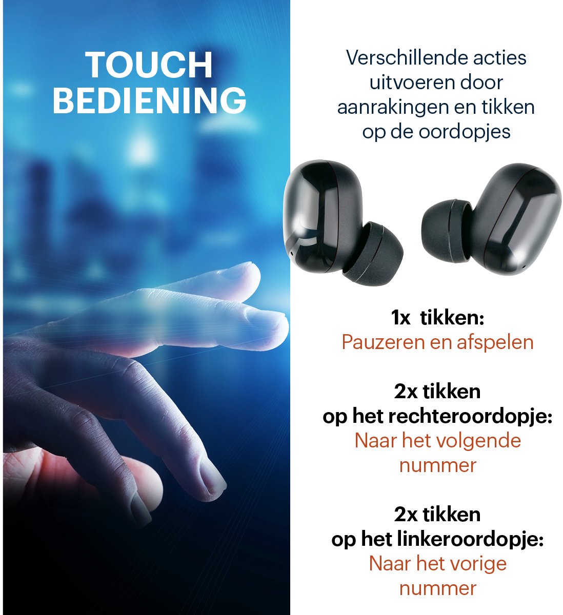 Grundig Draadloze Oordopjes - Earbuds Bluetooth 5.3 - Oortjes incl. Oplaadcassette - Batterijduur tot 20 Uur - USB-C Oplaadbaar - Touch Bediening en Handsfree Bellen – foto 5
