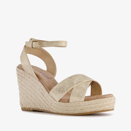 Espadrilles femme Blue Box à talon compensé haut doré - Taille 36