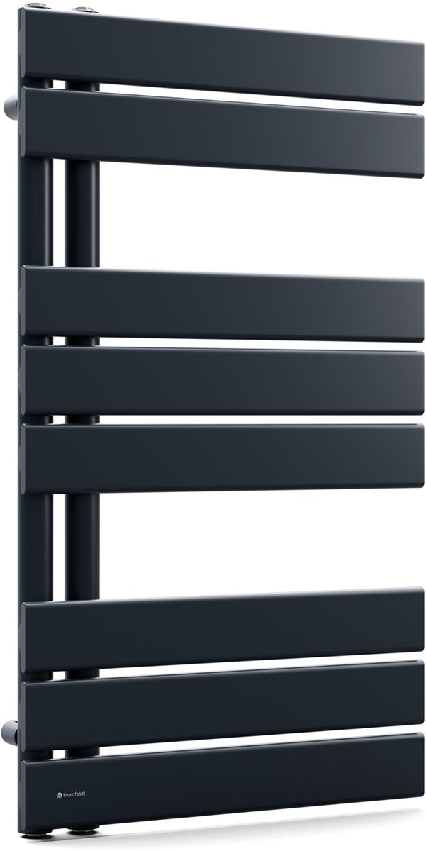 Blumfeldt Badheizkörper - 320 W Wandmontierter Handtuchheizkörper Met Zij-aansluiting, Modern Staal-Design, Handdoekhouder Voor Badkamers & Kantoren, 45x80 cm, Antraciet