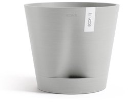 Ecopots Venice 2 40 - White Grey - Ø40,2 x H35,7 cm - Ronde witgrijze bloempot met waterreservoir