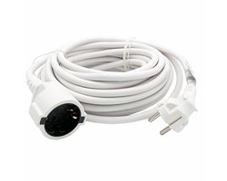 B-Tech Verlengsnoer/verlengkabel - voor ronde stekkers - wit - 1000 cm - Elektra kabels