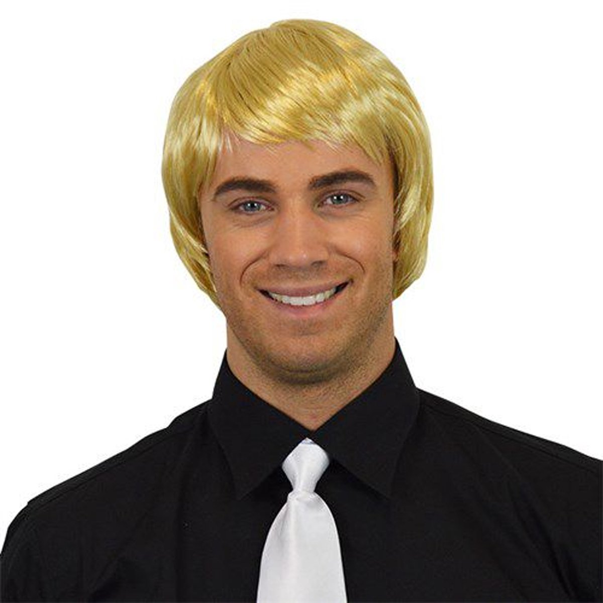 Comedia Carnaval verkleed pruik - Brits/popster - blond - kort haar stijl - heren