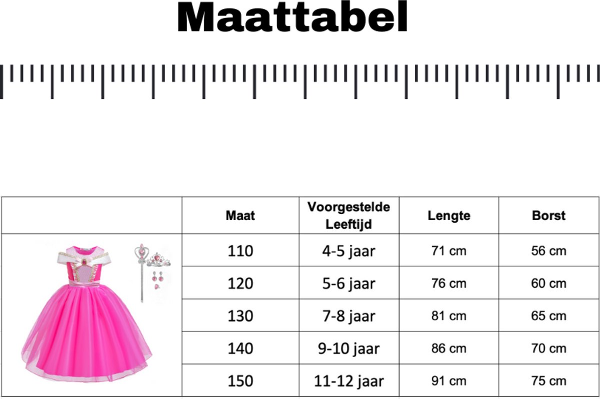 Joya Kids® Roze verkleedjurk korte Mouw | Zomerse Roze Prinsessenjurk | verkleedkleding Meisje | Hard roze Jurk + kroontje & Staf & Sieraden | Cadeau meisje — afbeelding 17