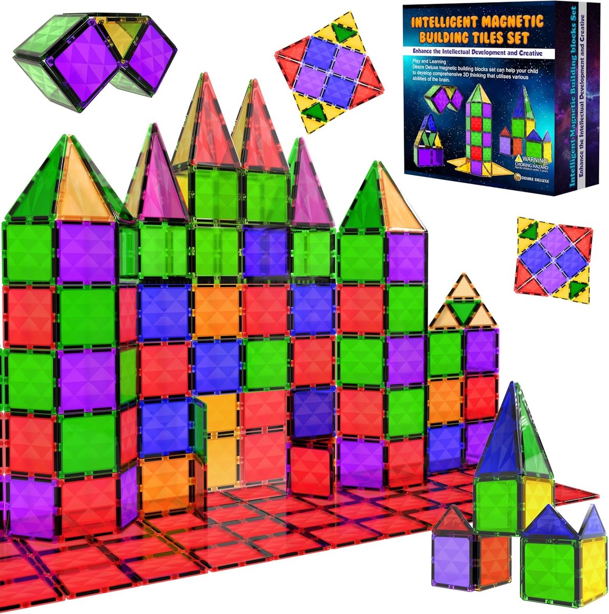 Magnetische Bouwstenen en Tegels - Educatief Kinderspeelgoed voor 3-8 Jaar - Constructieset voor Creatieve Leren