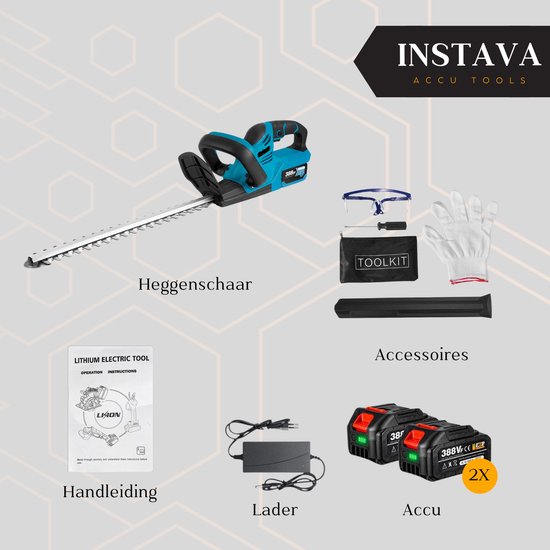 Instava Accu Heggenschaar Incl. 2x Accu (4.0Ah) - Geschikt Voor Makita 18v Accu - 51cm - Incl. Accessoires van Instava — afbeelding 5